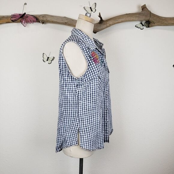 Shyanne western  distress checked sleeveless top - Picture 4 of 6